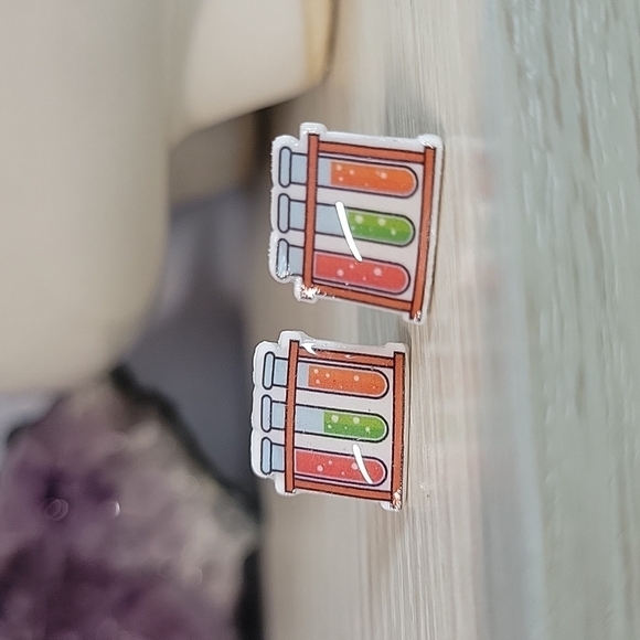 Test Tube Stud Earrings, unisex - Picture 1 of 6